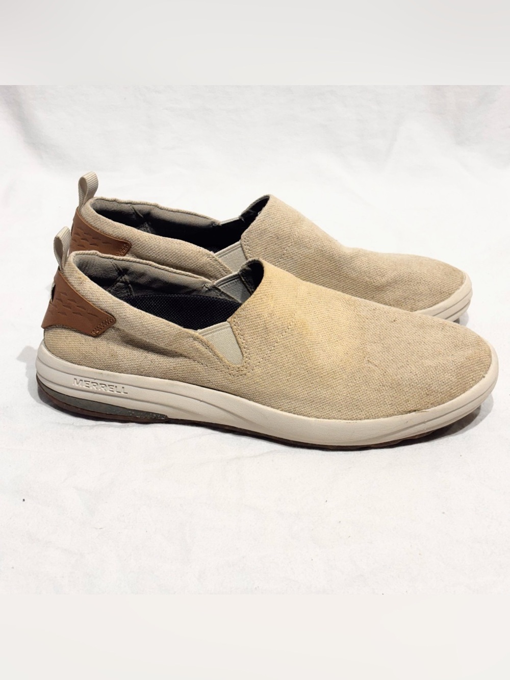 Merrell Shoes 9 Women's Gridway Moc Canvas Slip On Vibram Sole Outdoor Hiking